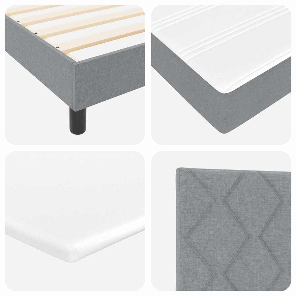 Box Spring Κρεβάτι με Στρώμα Light Grey 90x190 εκ. Υφασμάτινο
