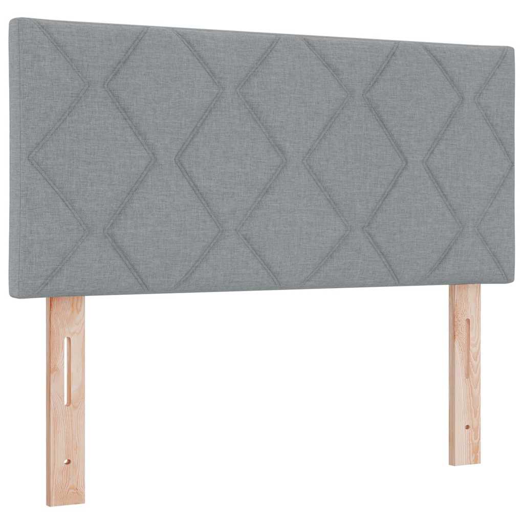 Box Spring Κρεβάτι με Στρώμα Light Grey 90x190 εκ. Υφασμάτινο