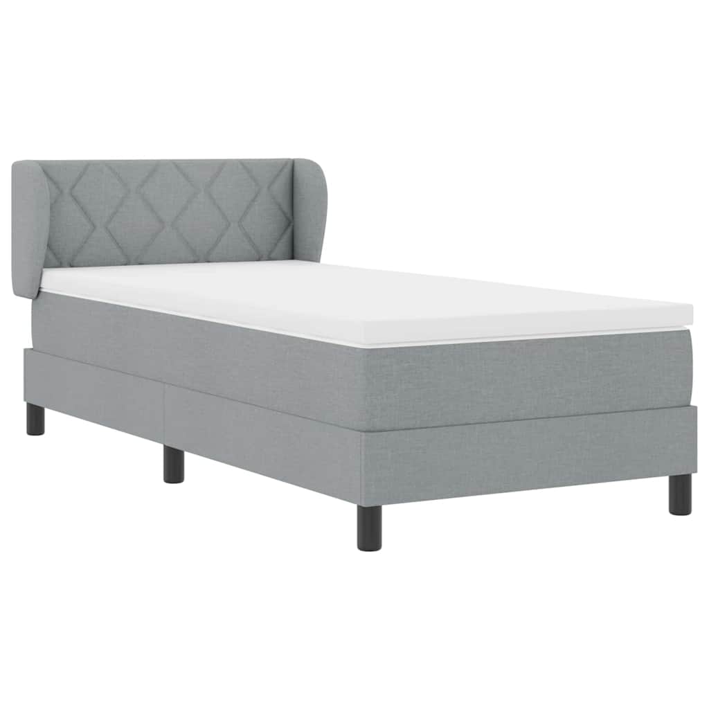 Box Spring Κρεβάτι με Στρώμα Light Grey 90x190 εκ. Υφασμάτινο