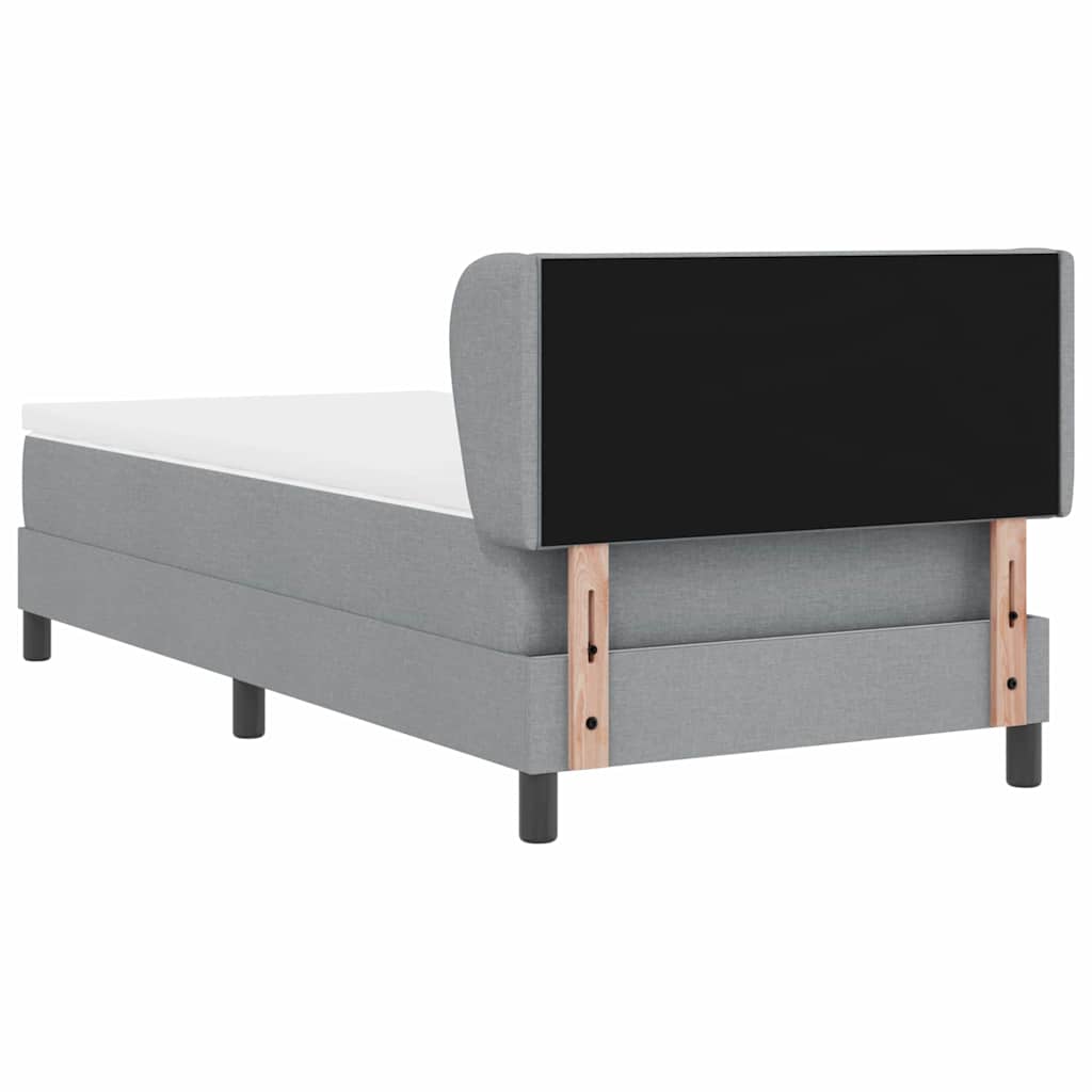 Box Spring Κρεβάτι με Στρώμα Light Grey 90x190 εκ. Υφασμάτινο
