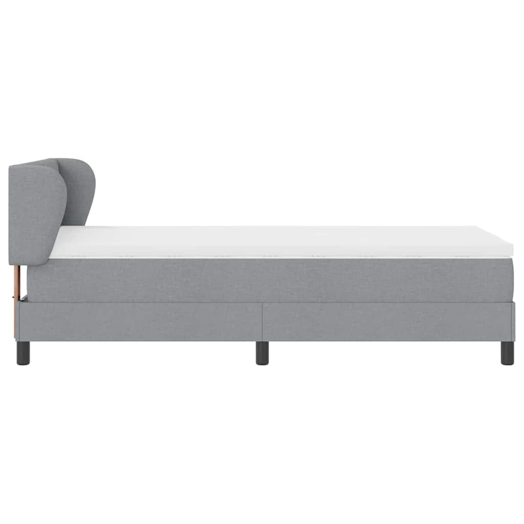 Box Spring Κρεβάτι με Στρώμα Light Grey 90x190 εκ. Υφασμάτινο