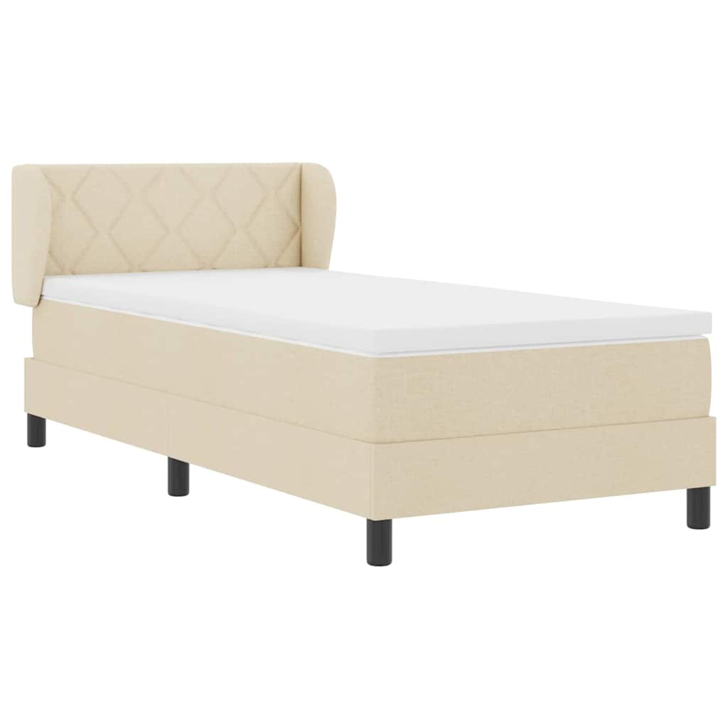 vidaXL Κρεβάτι box spring με στρώμα με στρώμα Κρεμ 90 x 190 cm ύφασμα