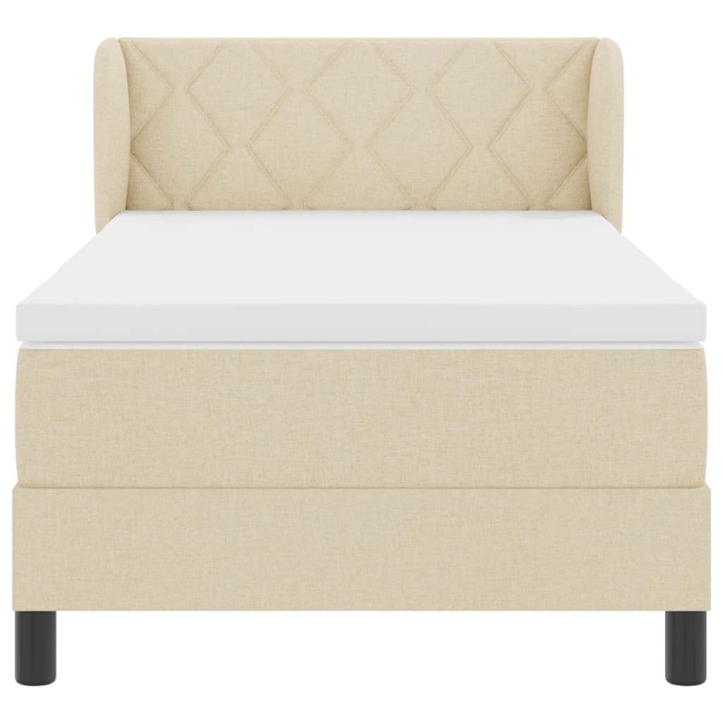 vidaXL Κρεβάτι box spring με στρώμα με στρώμα Κρεμ 90 x 190 cm ύφασμα