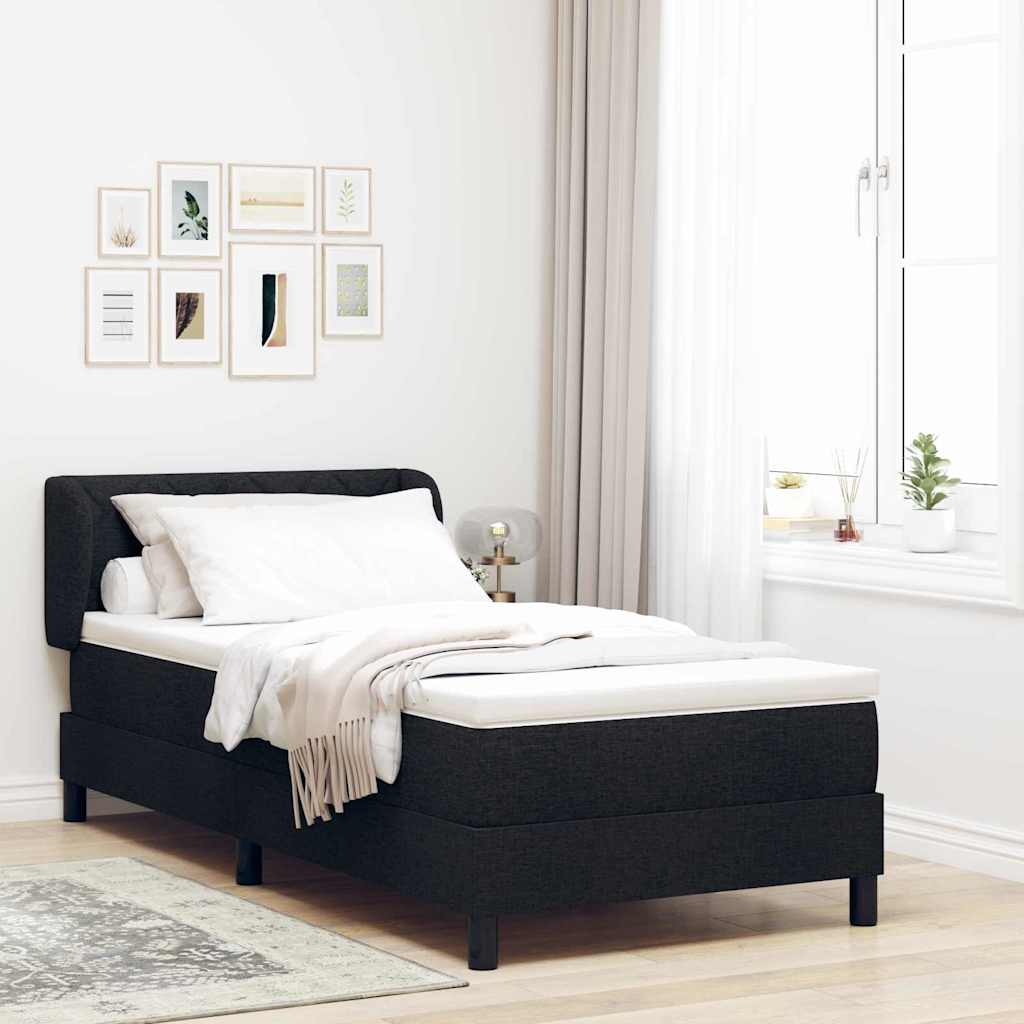 κρεβάτι Box Spring με στρώμα vidaXL Μαύρο 90x200 εκ. Υφάσματος