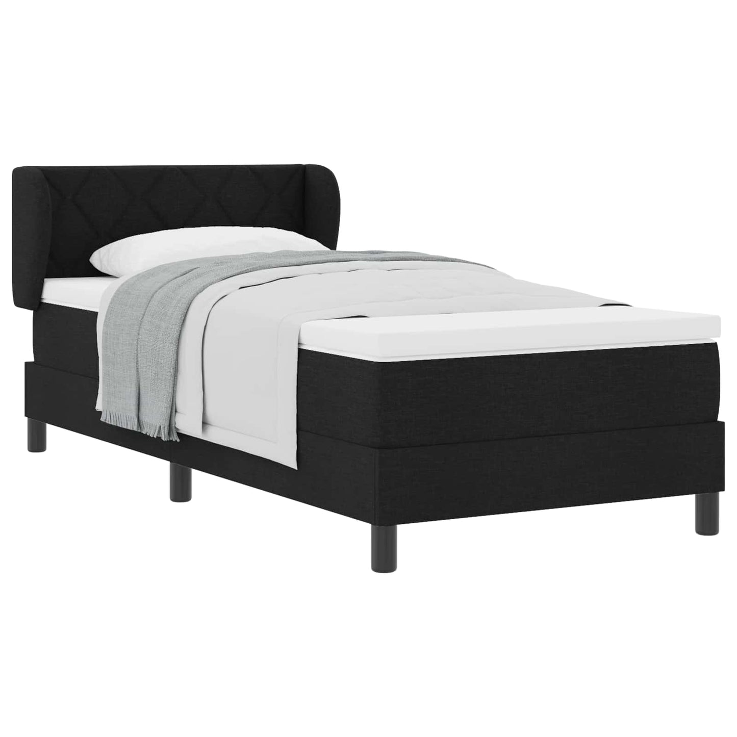 κρεβάτι Box Spring με στρώμα vidaXL Μαύρο 90x200 εκ. Υφάσματος