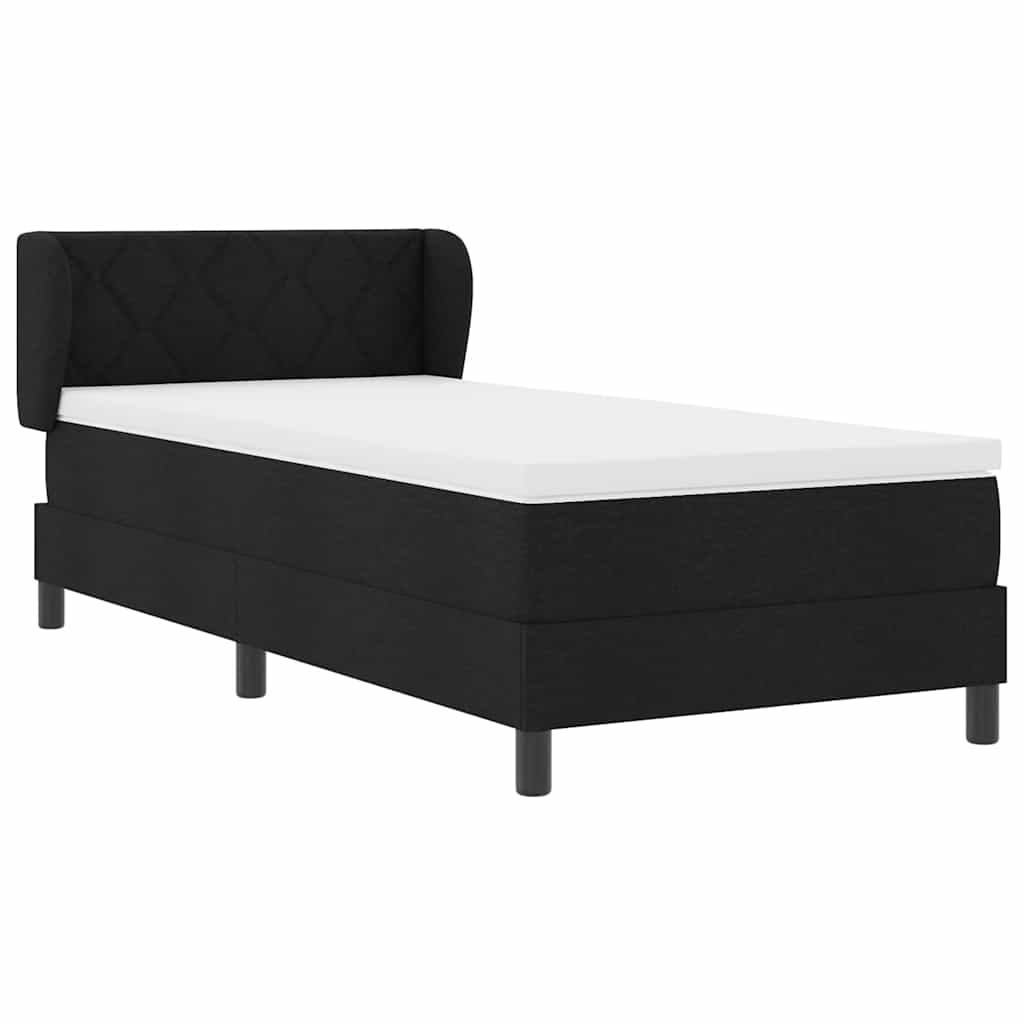 κρεβάτι Box Spring με στρώμα vidaXL Μαύρο 90x200 εκ. Υφάσματος