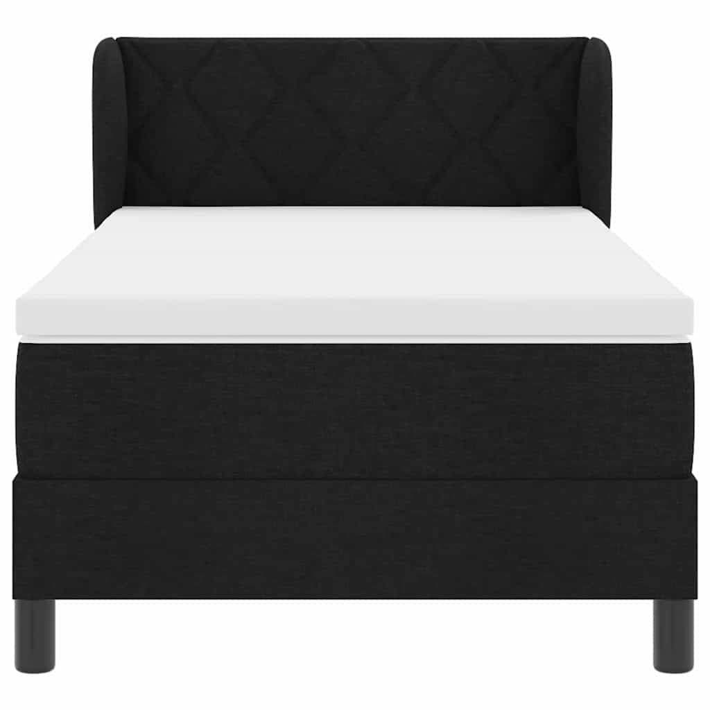 κρεβάτι Box Spring με στρώμα vidaXL Μαύρο 90x200 εκ. Υφάσματος