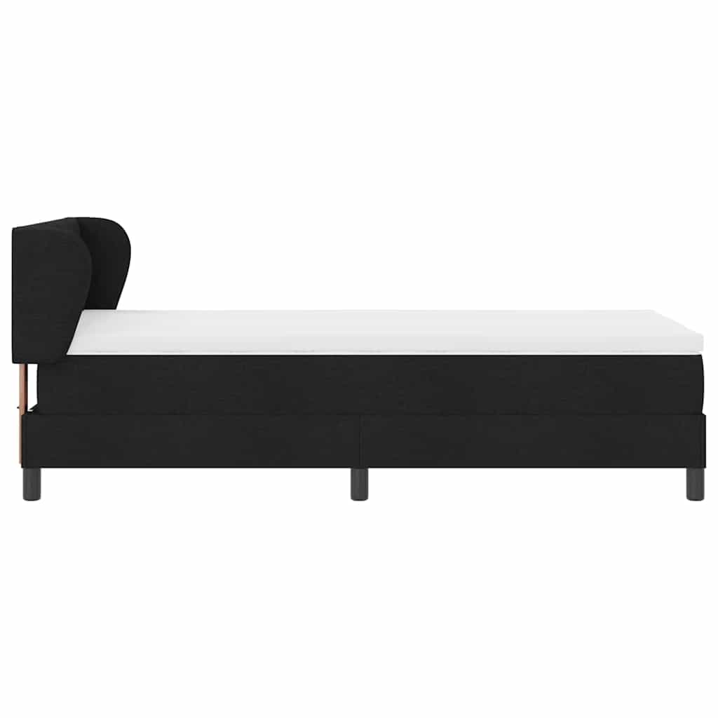 κρεβάτι Box Spring με στρώμα vidaXL Μαύρο 90x200 εκ. Υφάσματος