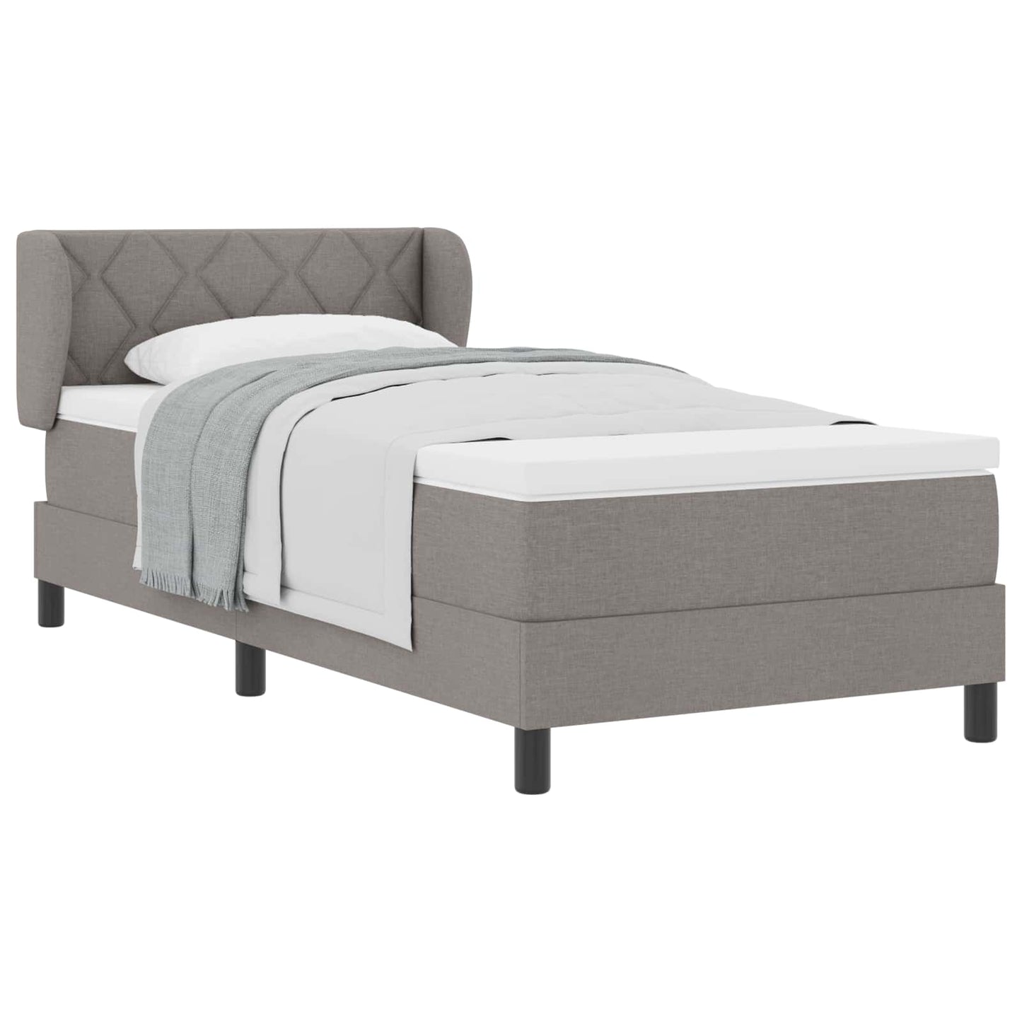 vidaXL Κρεβάτι με ελατήρια με κεφαλάρι Taupe 90 x 200 cm ύφασμα