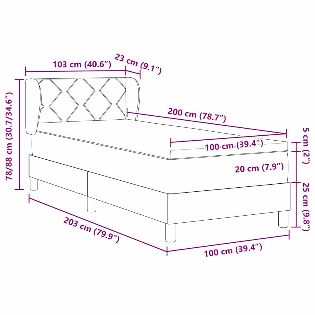 vidaXL Κρεβάτι box spring με στρώμα Taupe 100 x 200 cm ύφασμα