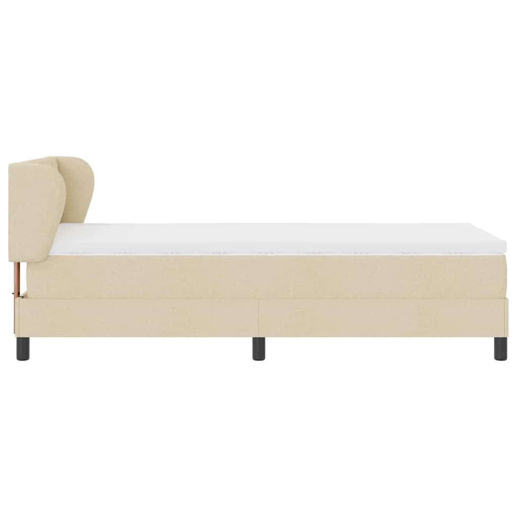 vidaXL Κρεβάτι με ελατήρια με κεφαλάρι Κρεμ 100 x 200 cm ύφασμα