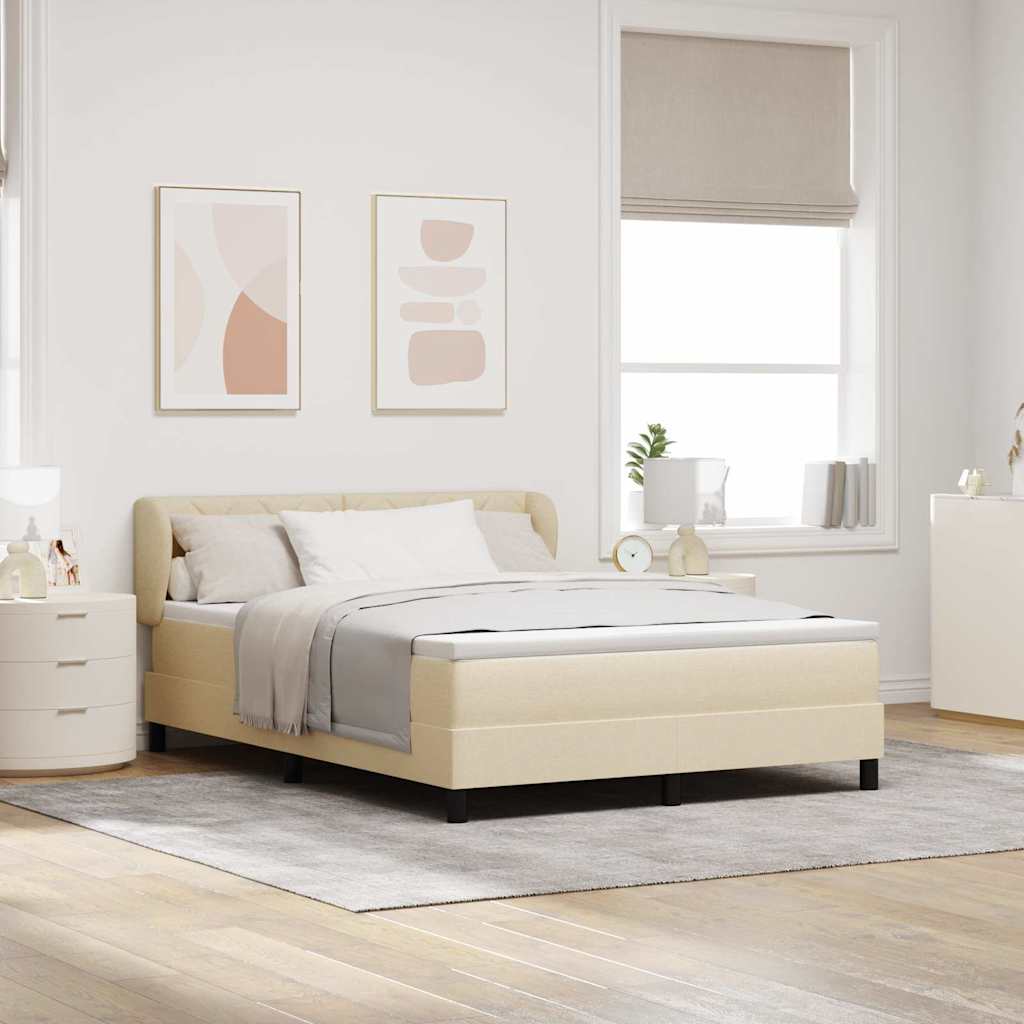 vidaXL Κρεβάτι με ελατήρια με κεφαλάρι Κρεμ 140 x 190 cm ύφασμα