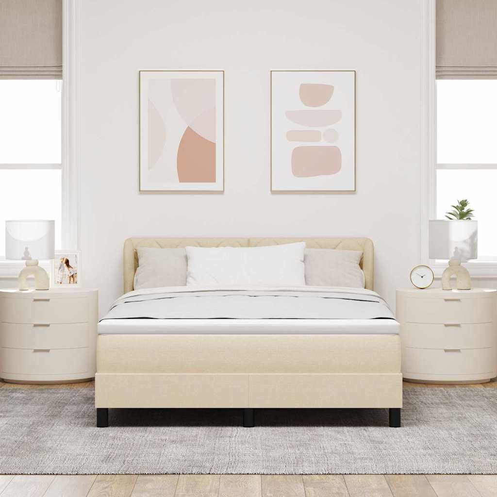 vidaXL Κρεβάτι με ελατήρια με κεφαλάρι Κρεμ 140 x 190 cm ύφασμα