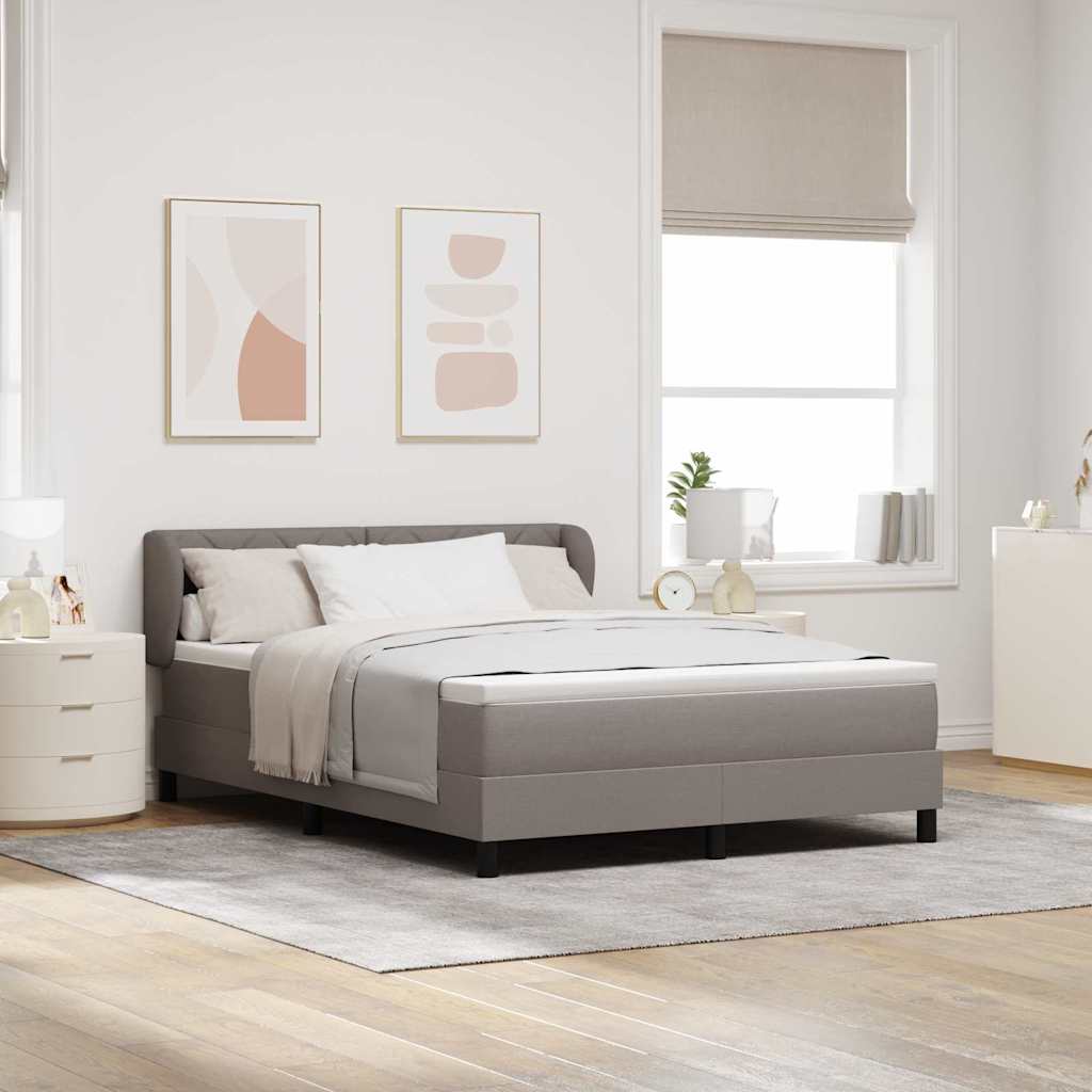 vidaXL Κρεβάτι με ελατήρια με κεφαλάρι Taupe 140 x 200 cm ύφασμα