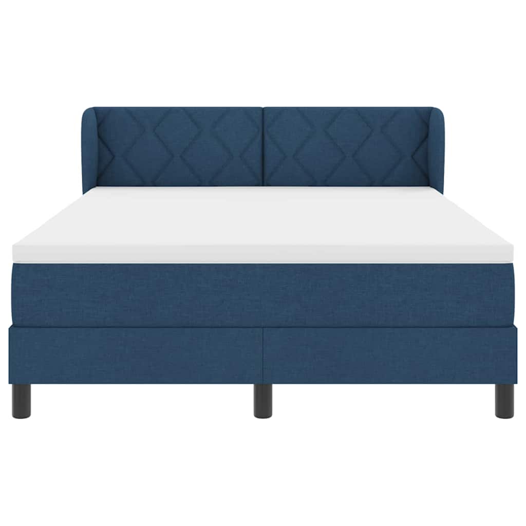 vidaXL Κρεβάτι με ελατήρια με κεφαλάρι Μπλε 140 x 200 cm ύφασμα