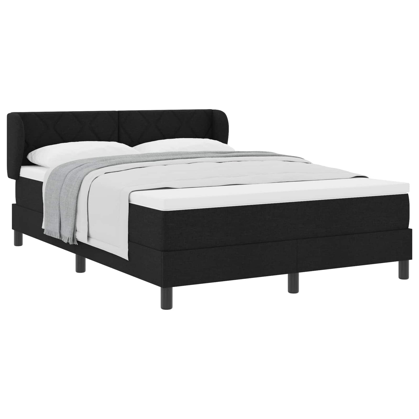 vidaXL Κρεβάτι με ελατήρια με κεφαλάρι Μαύρο 160 x 200 cm ύφασμα