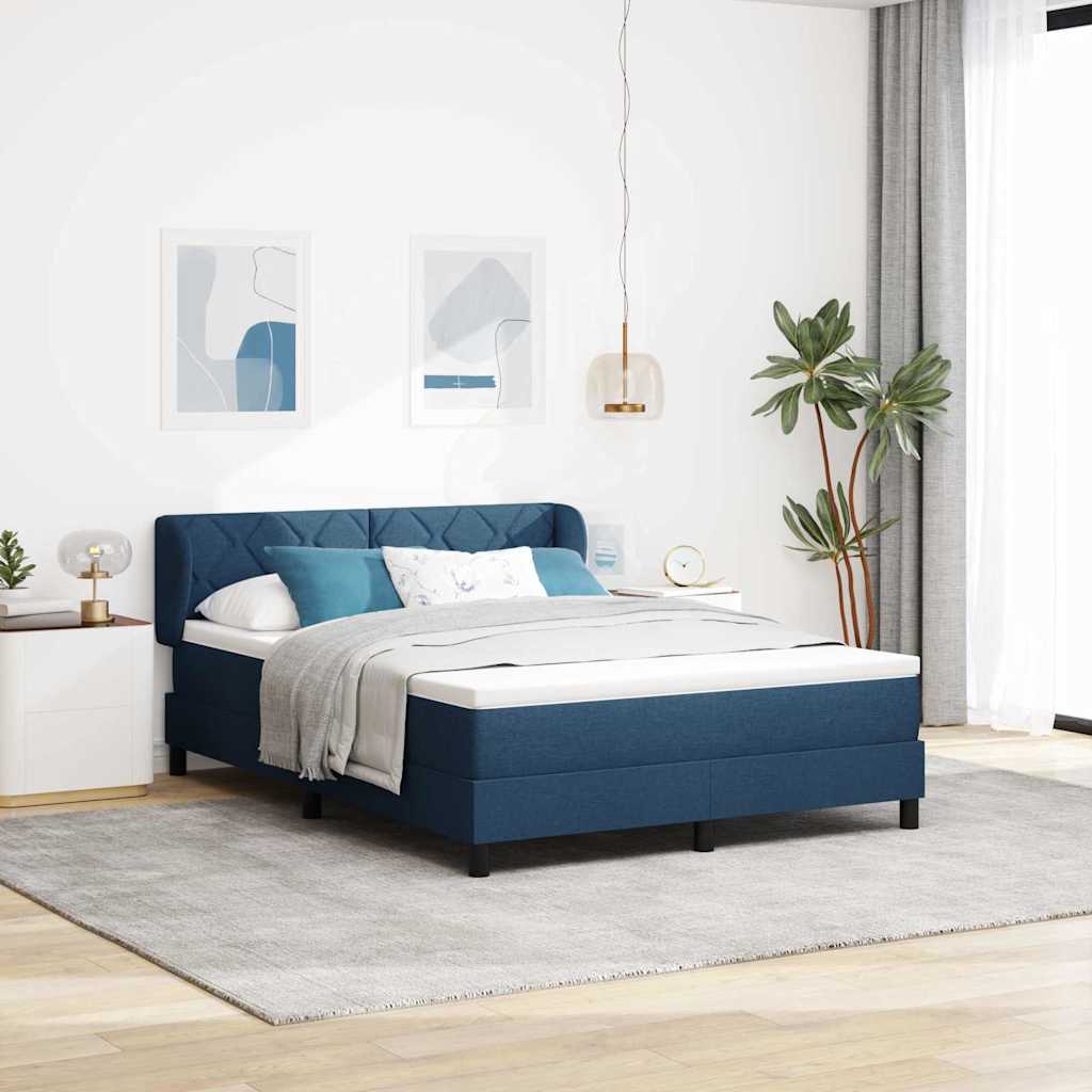 vidaXL Κρεβάτι με ελατήρια με κεφαλάρι Μπλε 160 x 200 cm ύφασμα