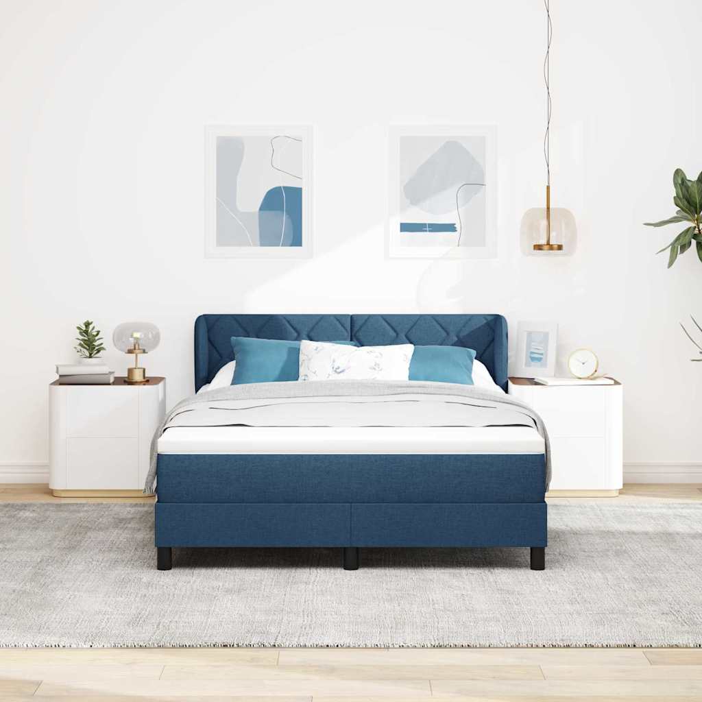 vidaXL Κρεβάτι με ελατήρια με κεφαλάρι Μπλε 160 x 200 cm ύφασμα