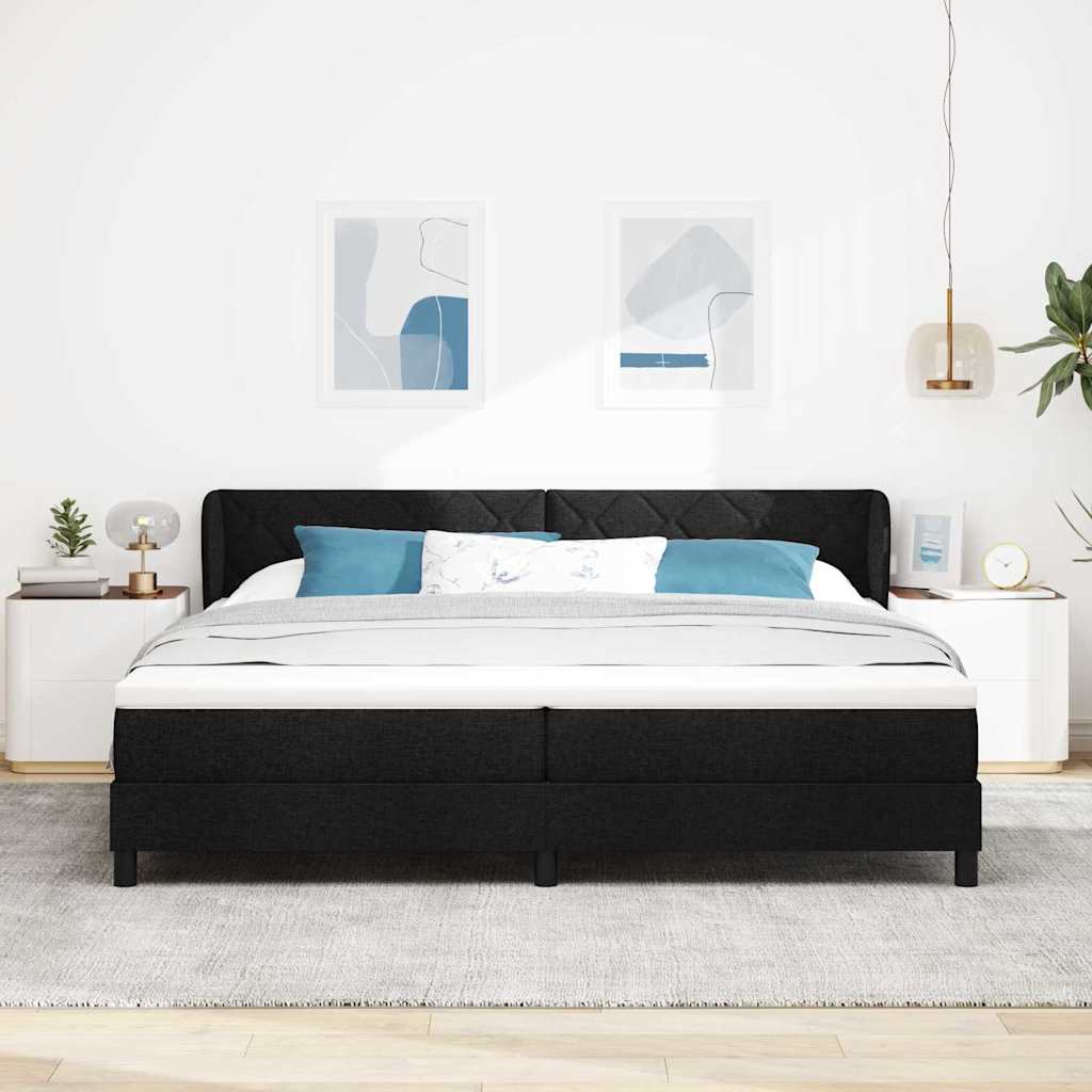 vidaXL Κρεβάτι με ελατήρια με κεφαλάρι Μαύρο 200 x 200 cm ύφασμα