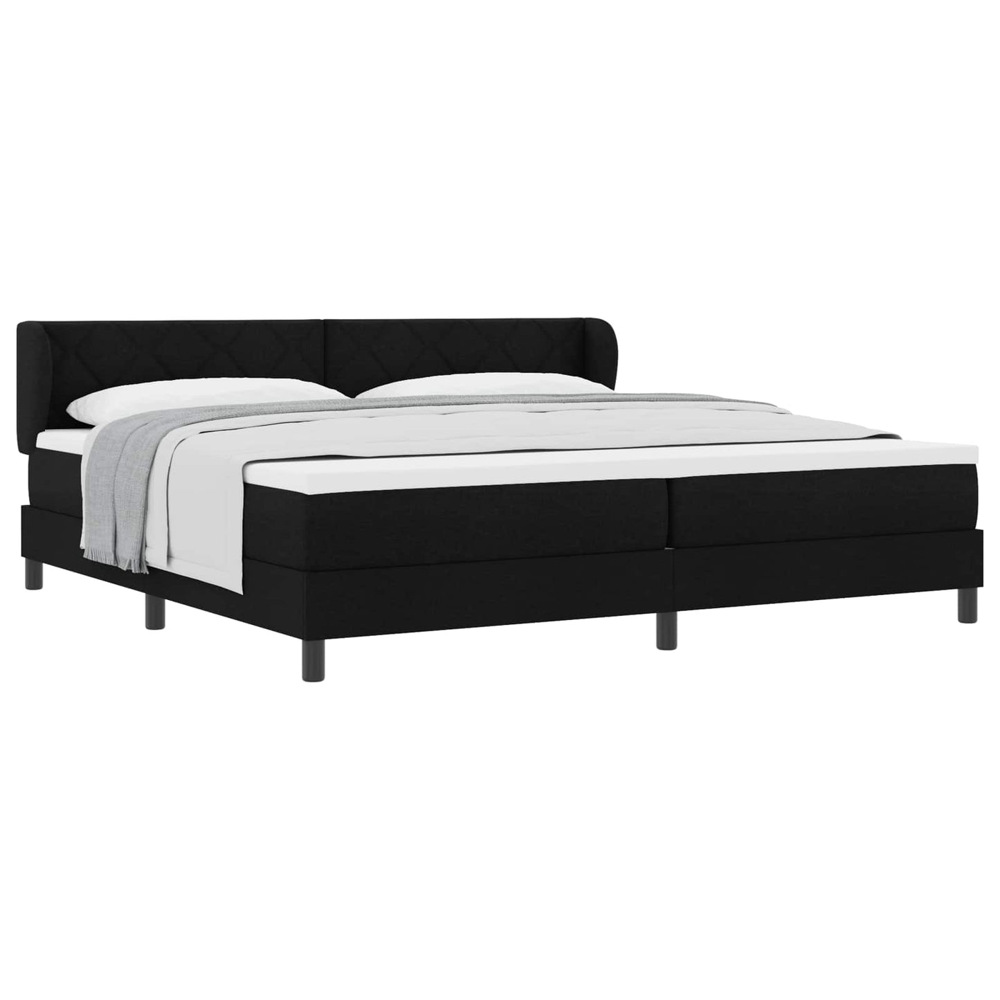vidaXL Κρεβάτι με ελατήρια με κεφαλάρι Μαύρο 200 x 200 cm ύφασμα