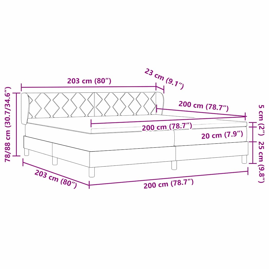 vidaXL Κρεβάτι με ελατήρια με κεφαλάρι Taupe 200 x 200 cm ύφασμα