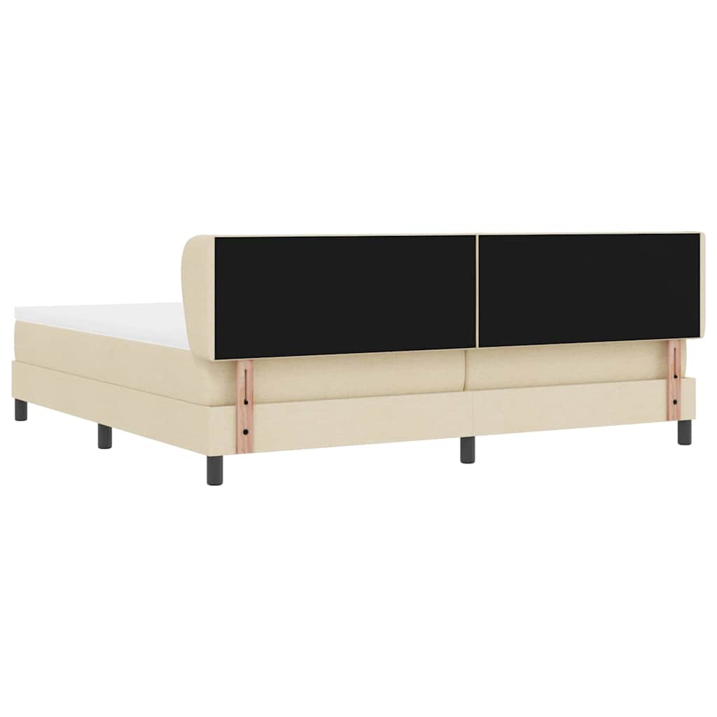 vidaXL Κρεβάτι με ελατήρια με κεφαλάρι Κρεμ 200 x 200 cm ύφασμα