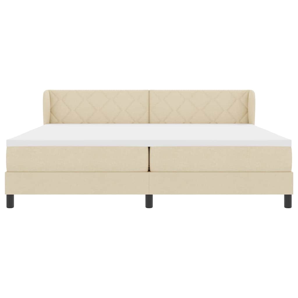 vidaXL Κρεβάτι με ελατήρια με κεφαλάρι Κρεμ 200 x 200 cm ύφασμα