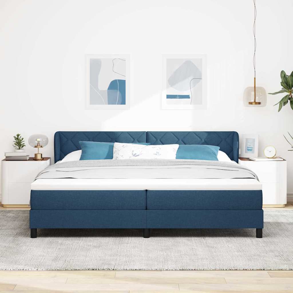 vidaXL Κρεβάτι με ελατήρια με κεφαλάρι Μπλε 200 x 200 cm ύφασμα