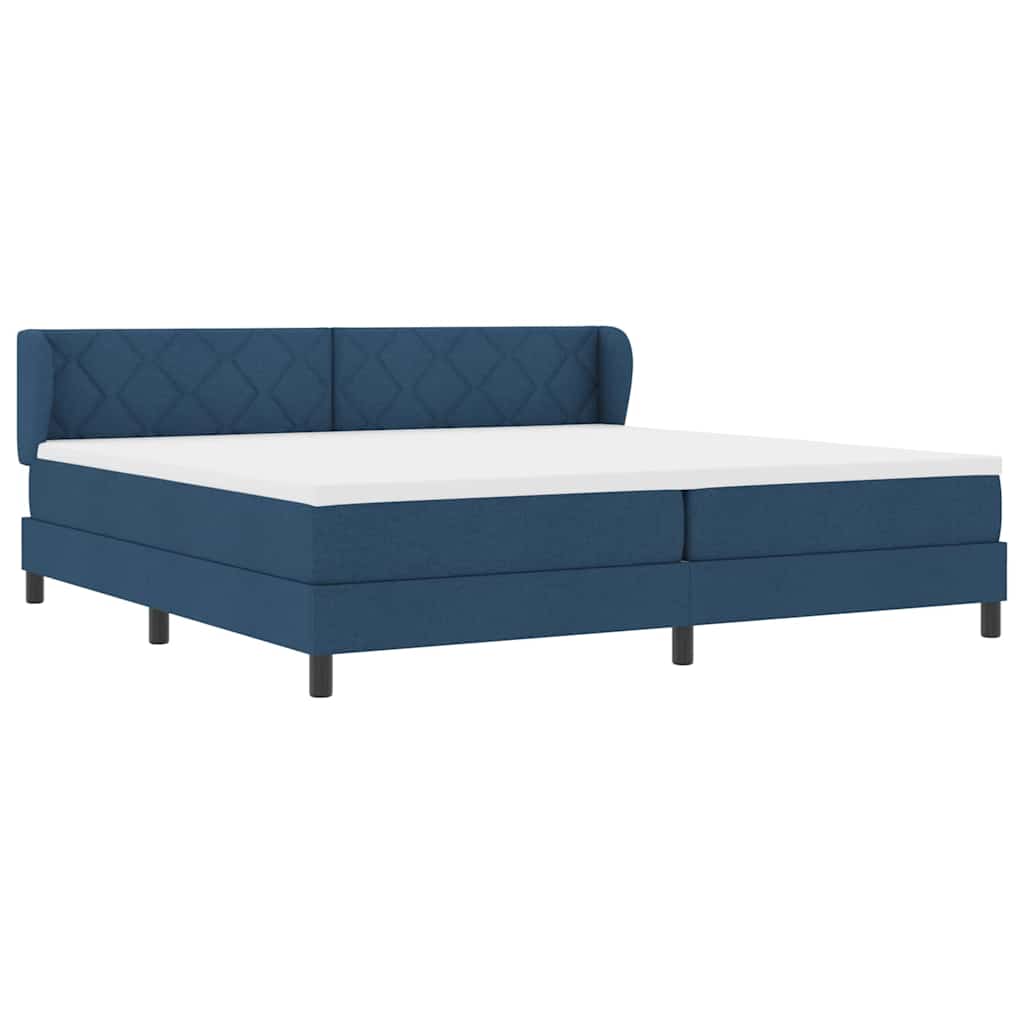 vidaXL Κρεβάτι με ελατήρια με κεφαλάρι Μπλε 200 x 200 cm ύφασμα