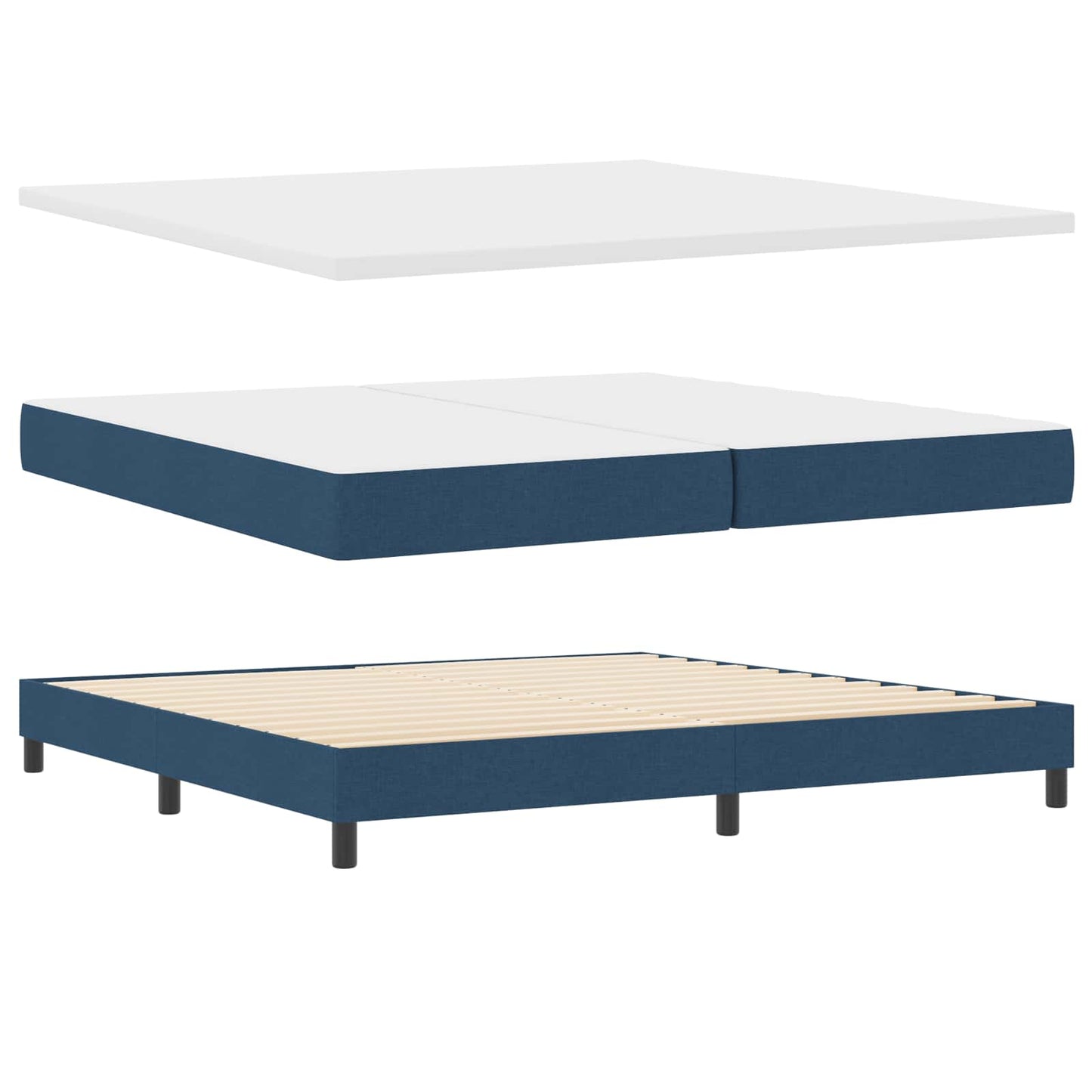 vidaXL Κρεβάτι με ελατήρια με κεφαλάρι Μπλε 200 x 200 cm ύφασμα