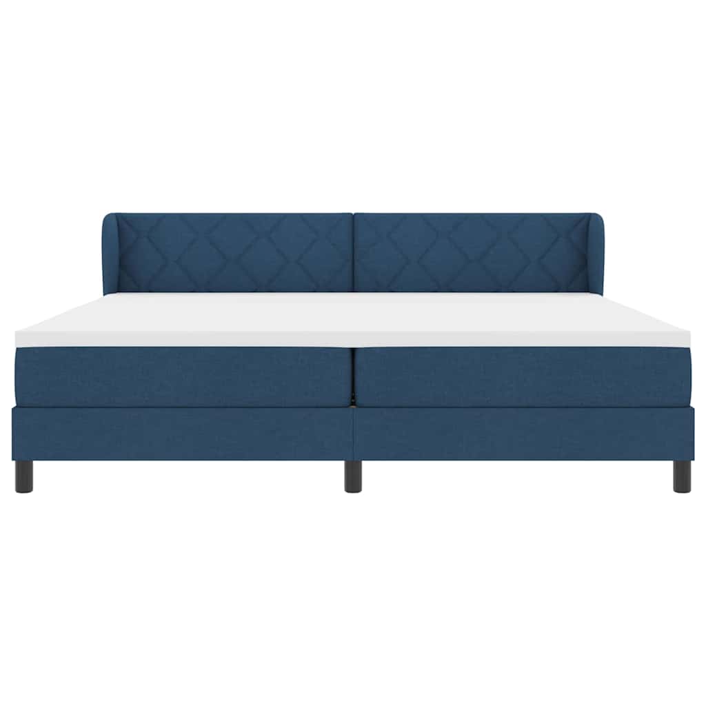 vidaXL Κρεβάτι με ελατήρια με κεφαλάρι Μπλε 200 x 200 cm ύφασμα