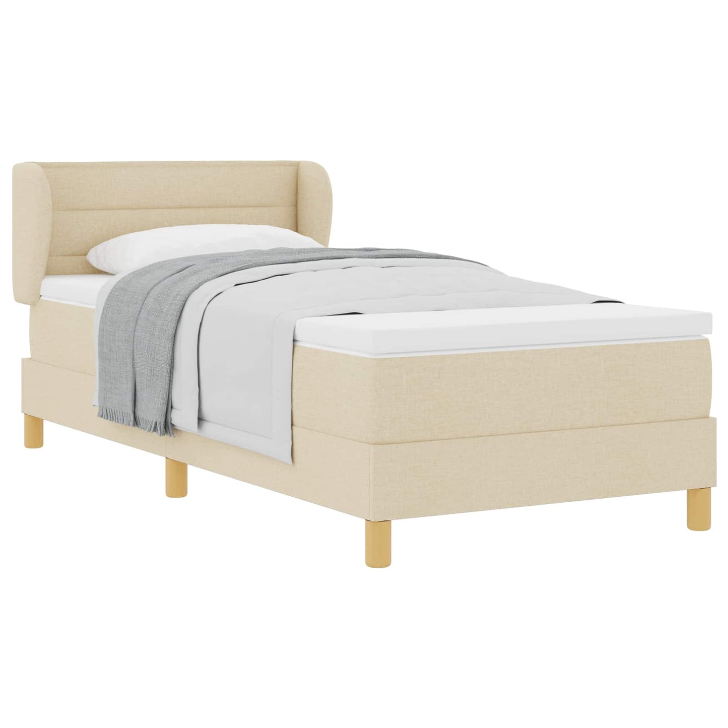 vidaXL Κρεβάτι με ελατήρια με στρώμα Κρεμ 90 x 190 cm ύφασμα