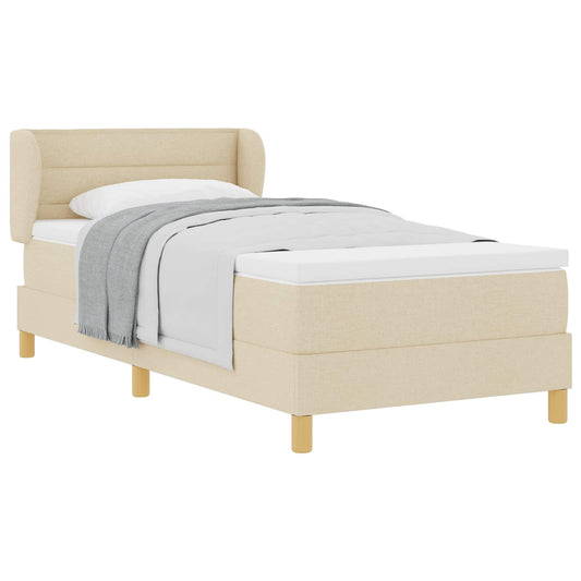 vidaXL Κρεβάτι με ελατήρια με στρώμα Κρεμ 90 x 190 cm ύφασμα