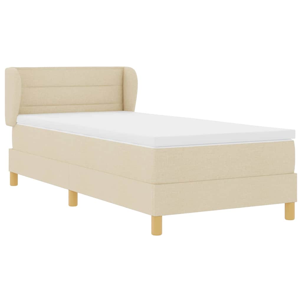 vidaXL Κρεβάτι με ελατήρια με στρώμα Κρεμ 90 x 190 cm ύφασμα