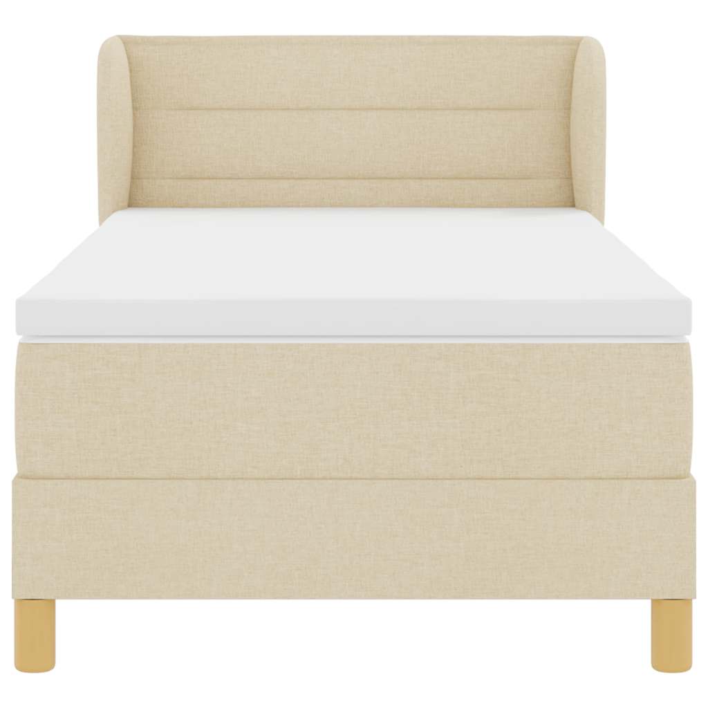 vidaXL Κρεβάτι με ελατήρια με στρώμα Κρεμ 90 x 190 cm ύφασμα