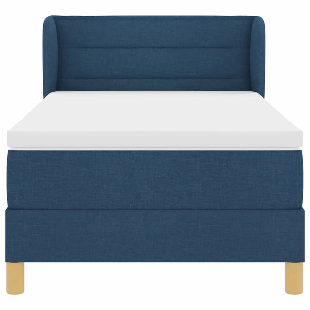 vidaXL Κρεβάτι με ελατήρια με στρώμα Μπλε 90 x 190 cm ύφασμα