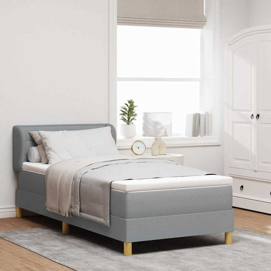Κρεβάτι Box Spring με Στρώμα vidaXL Γκρι Ανοιχτό 90x200 εκ. Υφάσματος