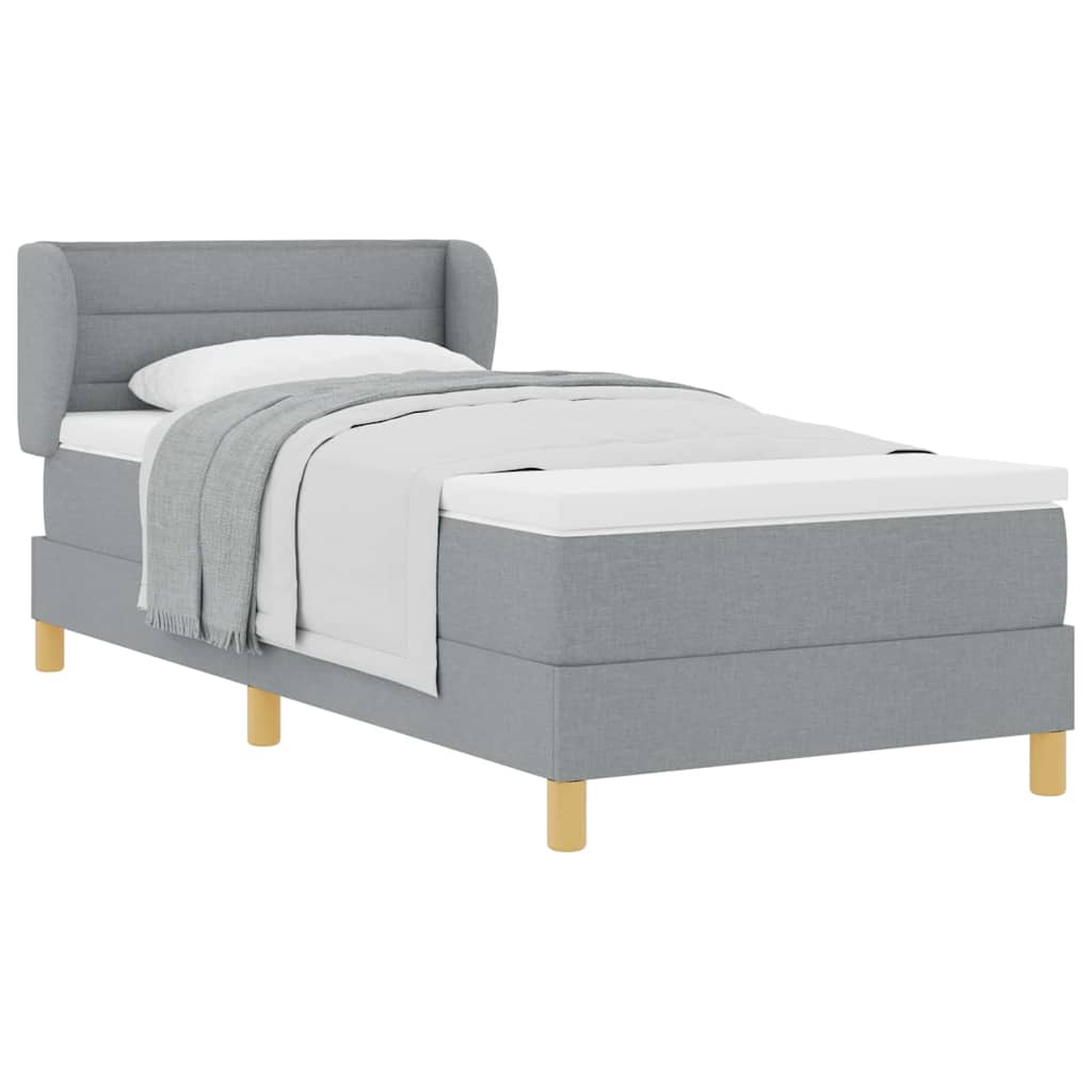 Κρεβάτι Box Spring με Στρώμα vidaXL Γκρι Ανοιχτό 90x200 εκ. Υφάσματος