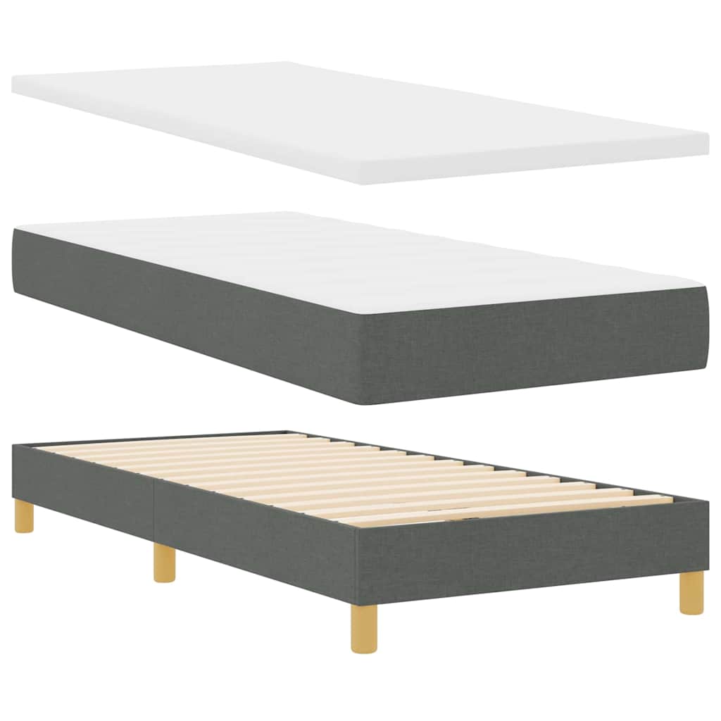 Κρεβάτι Box Spring vitaXL με Στρώμα Σκούρο Γκρι 90x200 εκ Fabric