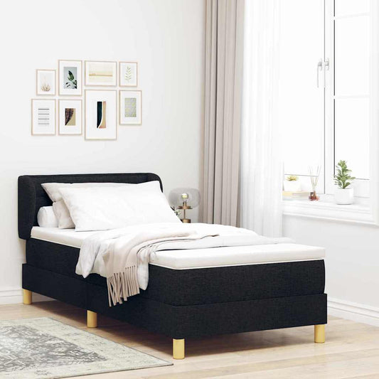 vidaXL Κρεβάτι Box Spring με Στρώμα Μαύρο 90x200 εκ Υφάσμα
