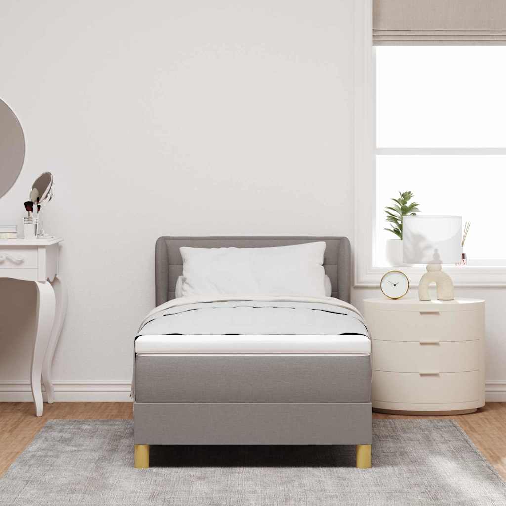 vidaXL Κρεβάτι με ελατήρια με στρώμα Taupe 90 x 200 cm ύφασμα