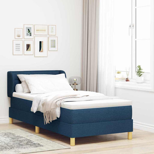 vidaXL Κρεβάτι με ελατήρια με στρώμα Μπλε 90 x 200 cm ύφασμα