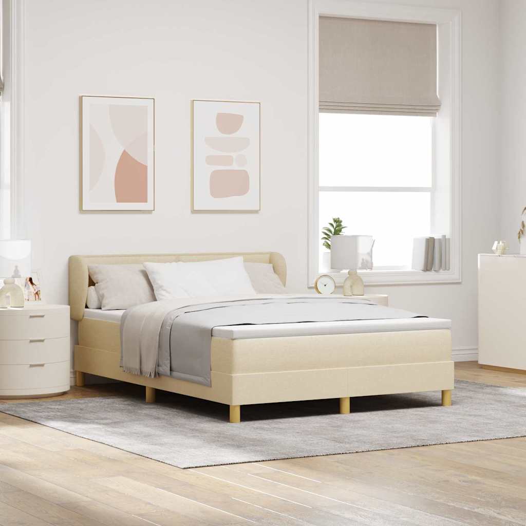 vidaXL Κρεβάτι με ελατήρια με στρώμα Κρεμ 140 x 190 cm ύφασμα