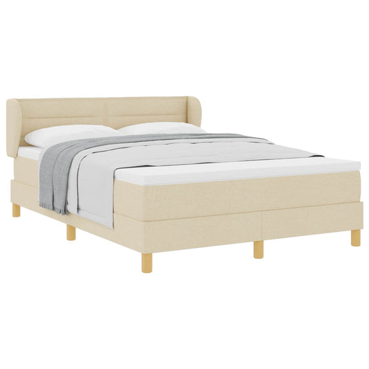 vidaXL Κρεβάτι με ελατήρια με στρώμα Κρεμ 140 x 190 cm ύφασμα