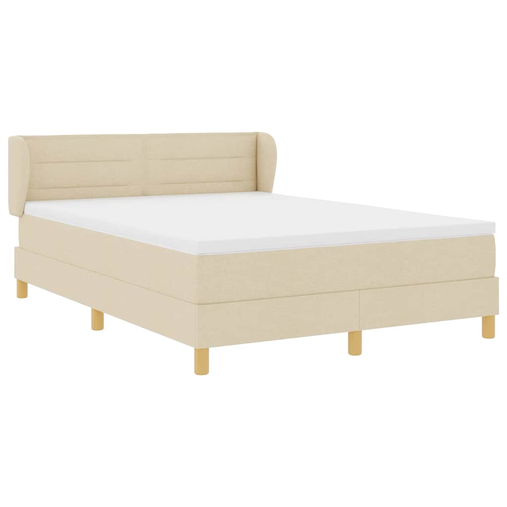 vidaXL Κρεβάτι με ελατήρια με στρώμα Κρεμ 140 x 190 cm ύφασμα