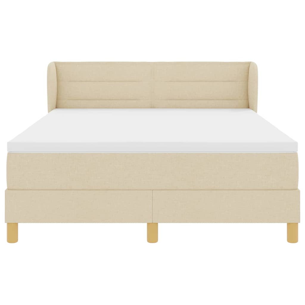 vidaXL Κρεβάτι με ελατήρια με στρώμα Κρεμ 140 x 190 cm ύφασμα