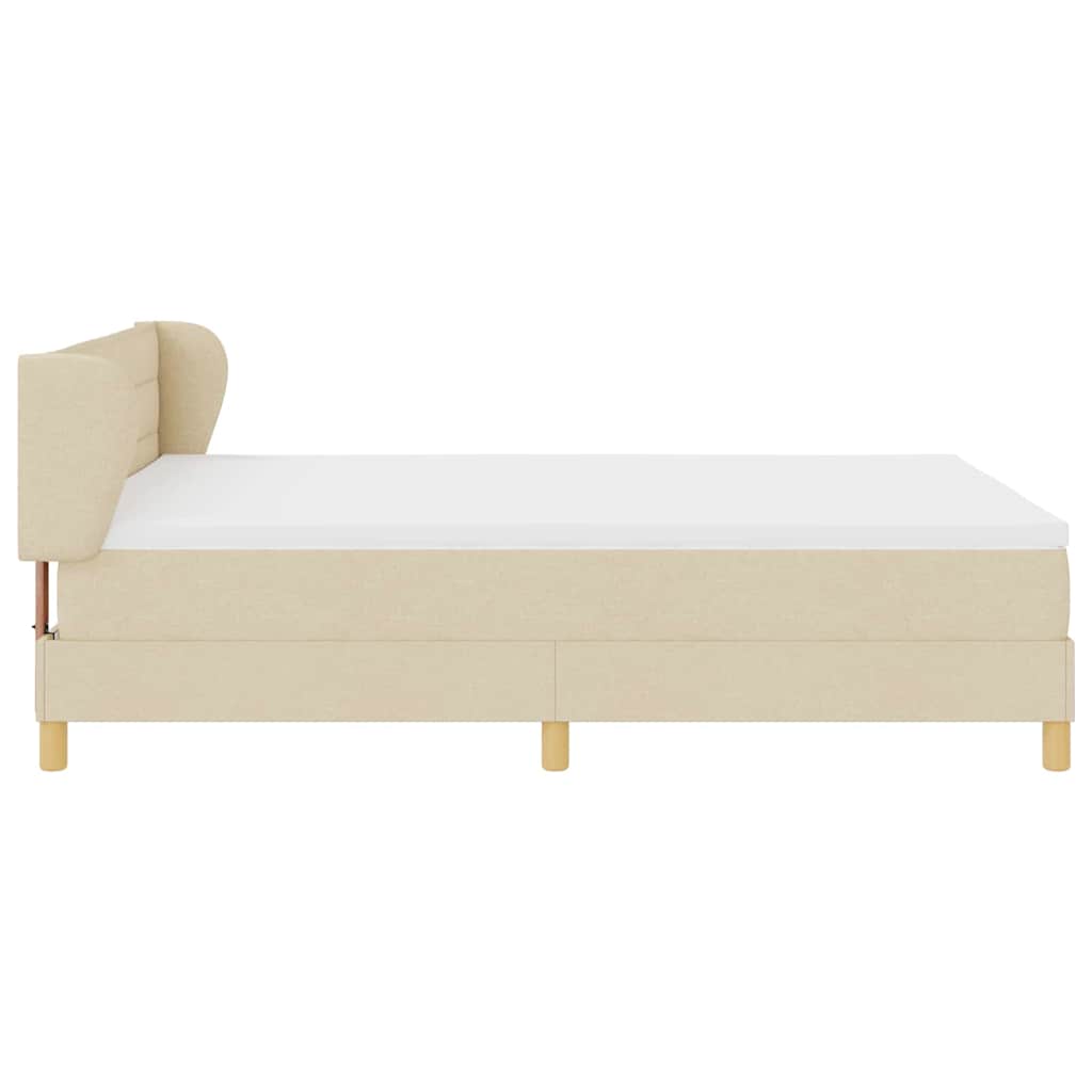 vidaXL Κρεβάτι με ελατήρια με στρώμα Κρεμ 140 x 190 cm ύφασμα