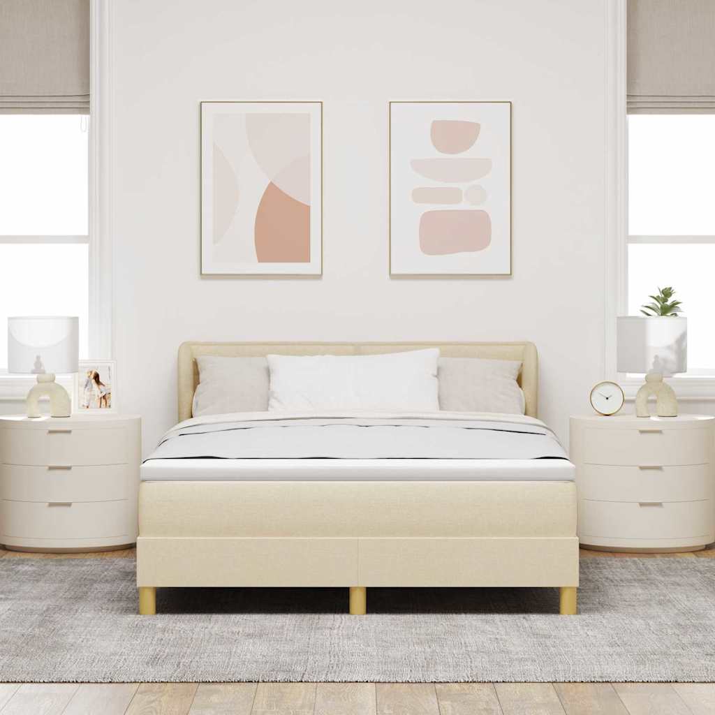 vidaXL Κρεβάτι με ελατήρια με στρώμα Κρεμ 140 x 200 cm ύφασμα