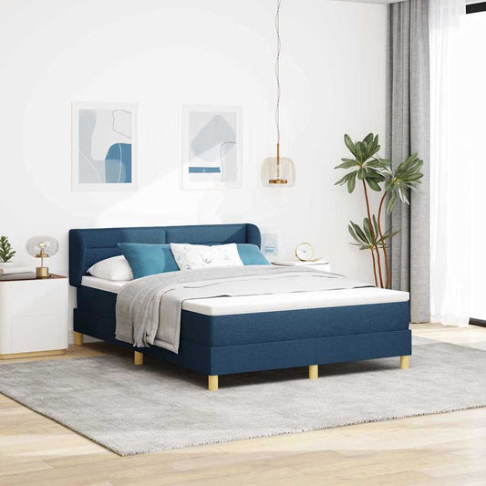 vidaXL Κρεβάτι με ελατήρια με στρώμα Μπλε 140 x 200 cm ύφασμα