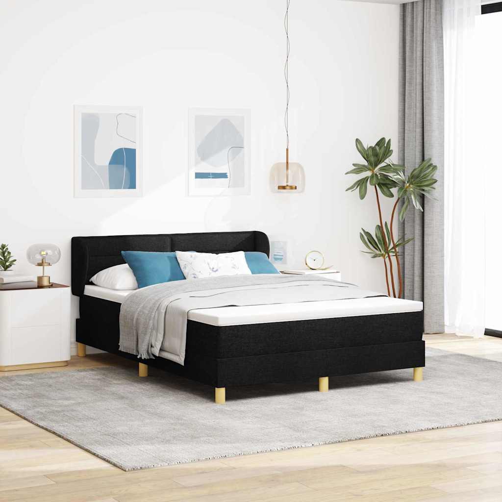vidaXL Κρεβάτι με ελατήρια με στρώμα Μαύρο 160 x 200 cm ύφασμα